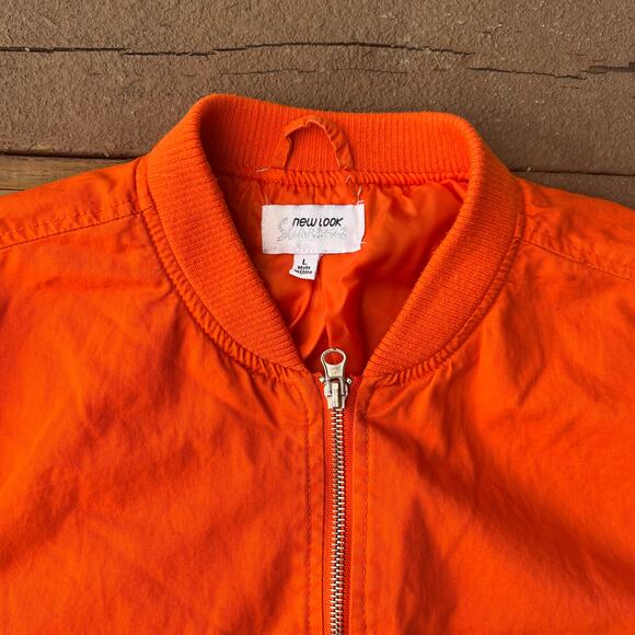 New Look Bright Orange Bomber Womens Jacket Size L Lightweight Zip Up - Picture 2 of 6